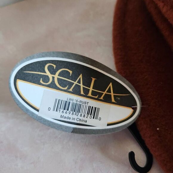 Scala wool boiled bowler cloche hat  autumn orange copper handmade 100% wool - Picture 4 of 5